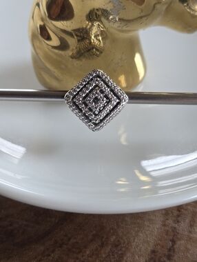 Pandora Sterling Silver Geometric Line Charm With Clear CZ